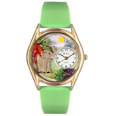 Whimsical Womens Elephant Green Leather Watch