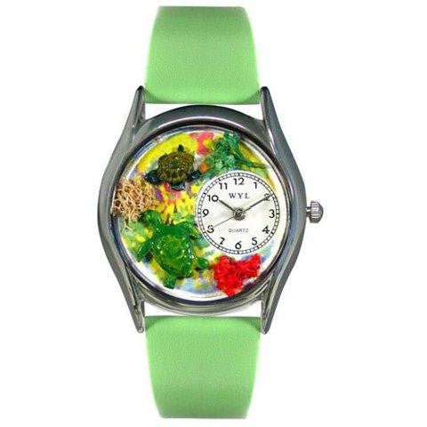 Whimsical Womens Turtles Green Leather Watch