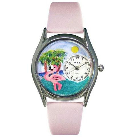 Whimsical Womens Flamingo Pink Leather Watch