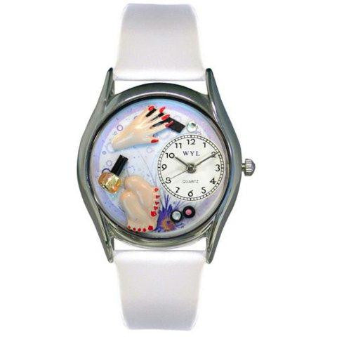 Whimsical Womens Nail Tech Red Leather Watch