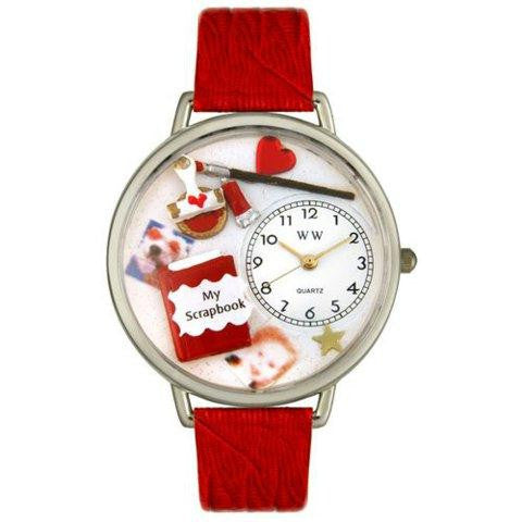 Whimsical Unisex Scrapbook Red Leather Watch