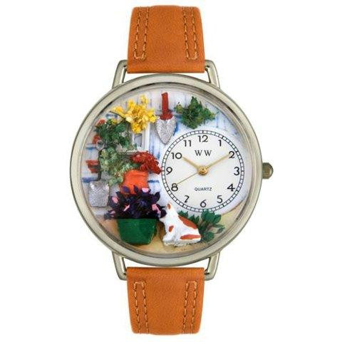 Whimsical Unisex Gardening Tan Leather Watch