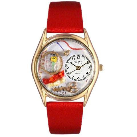 Whimsical Womens Needlepoint Red Leather Watch