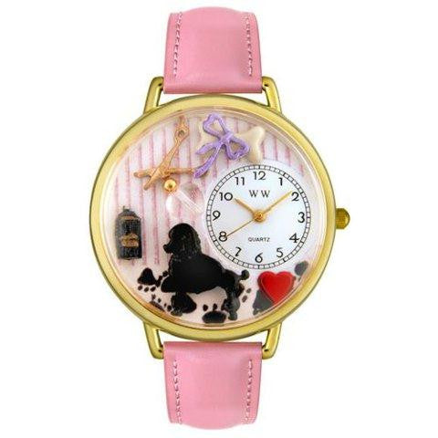 Whimsical Unisex Dog Groomer Pink Leather Watch