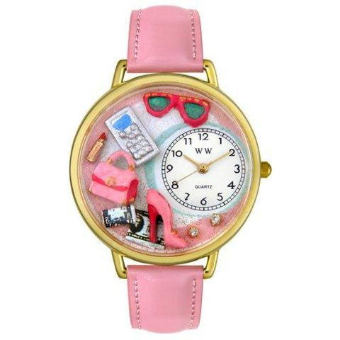 Whimsical Unisex Shopper Mom Pink Leather Watch