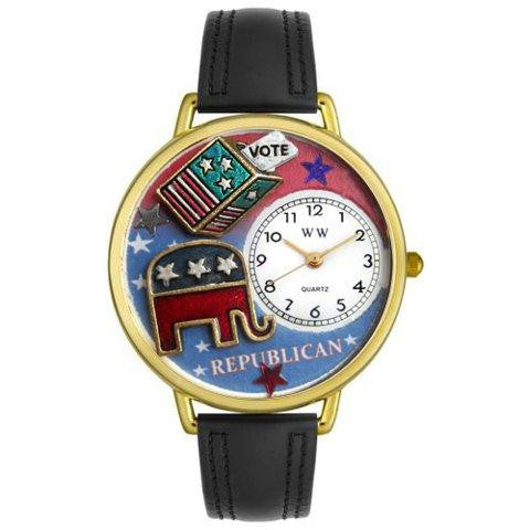 Whimsical Unisex Republican Black Leather Watch