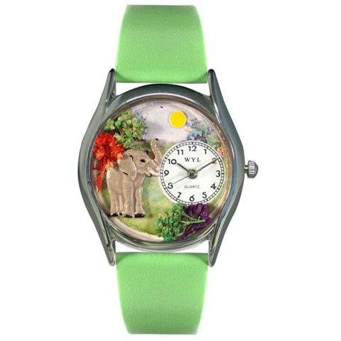 Whimsical Womens Elephant Green Leather Watch