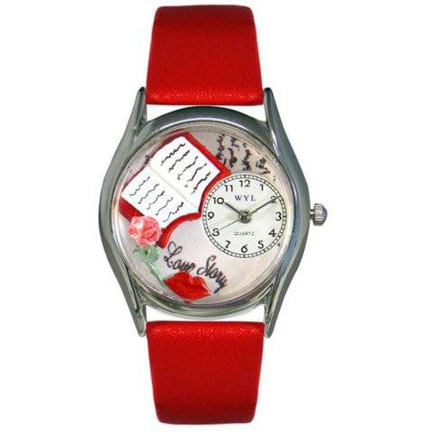 Whimsical Womens Love Story Red Leather Watch