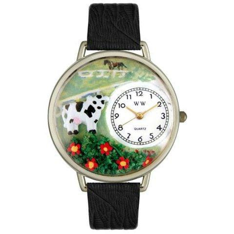 Whimsical Unisex Cow Black Skin Leather Watch