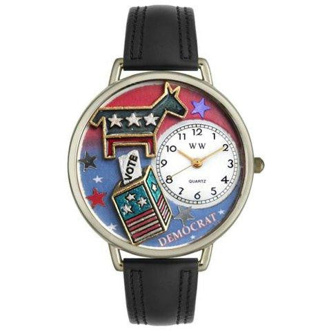 Whimsical Unisex Democrat Black Leather Watch