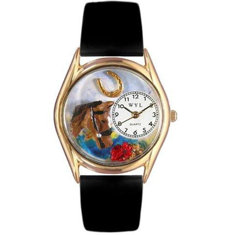 Whimsical Womens Horse Head Black Leather Watch