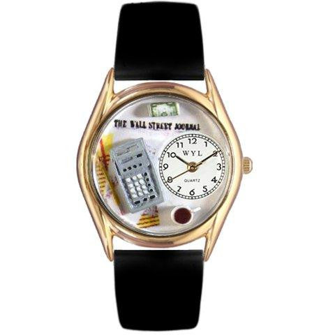 Whimsical Womens AccounTant Black Leather Watch