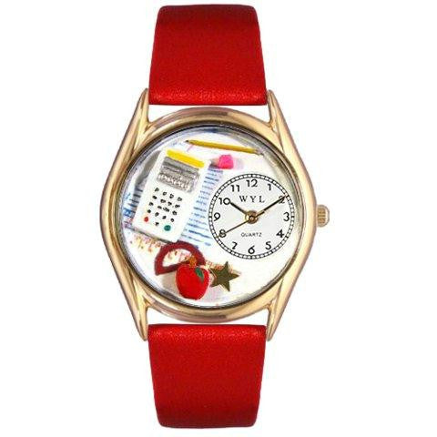 Whimsical Womens Math Teacher Red Leather Watch