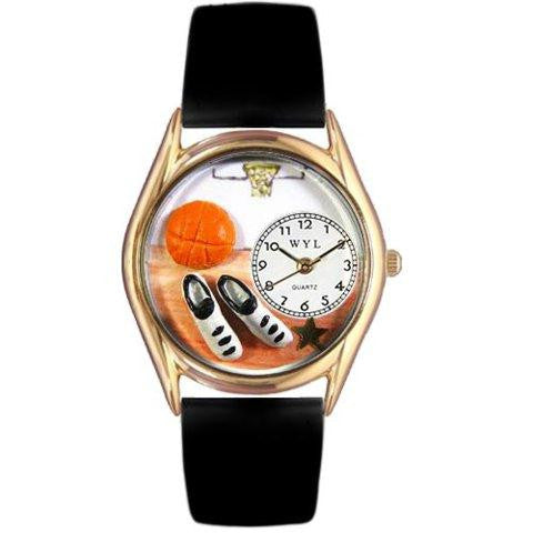 Whimsical Womens Basketball Black Leather Watch