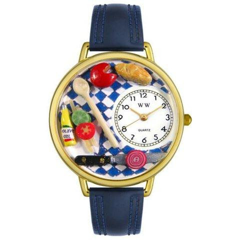 Whimsical Unisex Gourmet Navy Blue Leather Watch