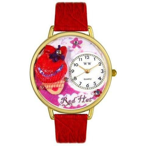 Whimsical Unisex Red Hat Madam Red Leather Watch