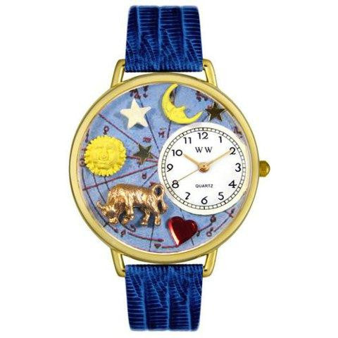 Whimsical Unisex Taurus Royal Blue Leather Watch