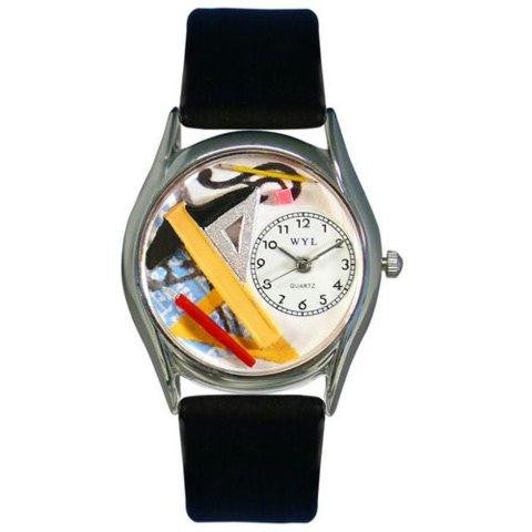 Whimsical Womens Architect Black Leather Watch