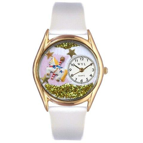 Whimsical Womens Carousel Lavender Leather Watch