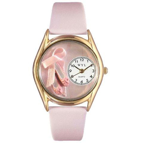 Whimsical Womens Ballet Shoes Pink Leather Watch