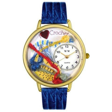 Whimsical Unisex Crochet Royal Blue Leather Watch