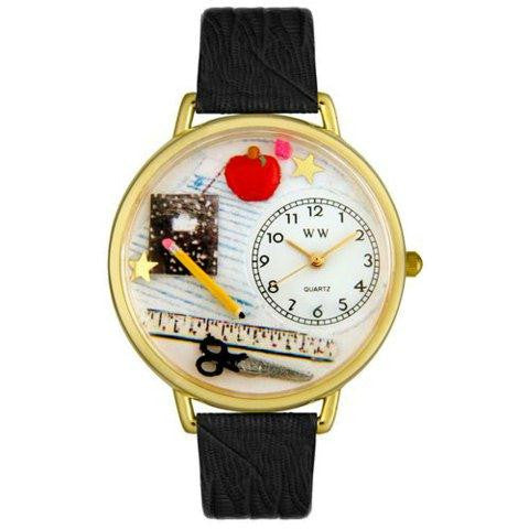 Whimsical Unisex Teacher Black Skin Leather Watch