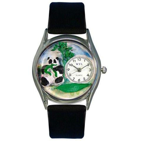 Whimsical Womens PAnda Bear Black Leather Watch