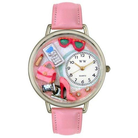 Whimsical Unisex Shopper Mom Pink Leather Watch