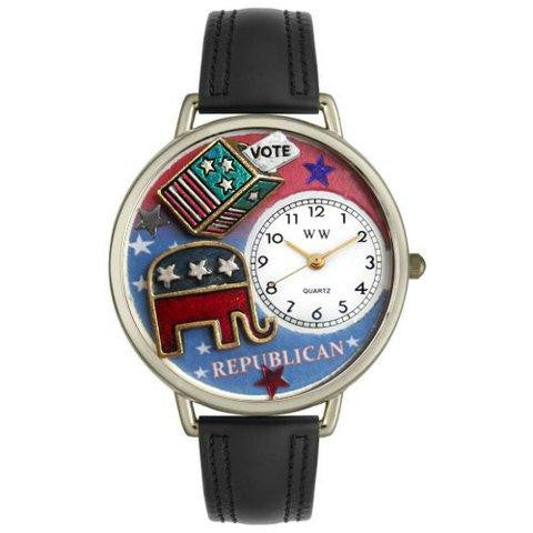 Whimsical Unisex Republican Black Leather Watch