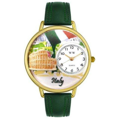 Whimsical Unisex Italy Hunter Green Leather Watch