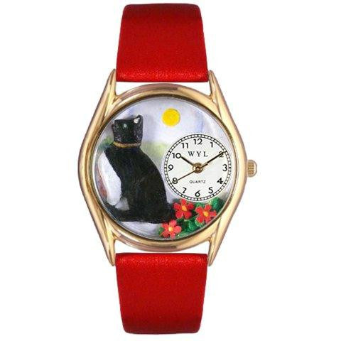 Whimsical Womens BaSking Cat Yellow Leather Watch