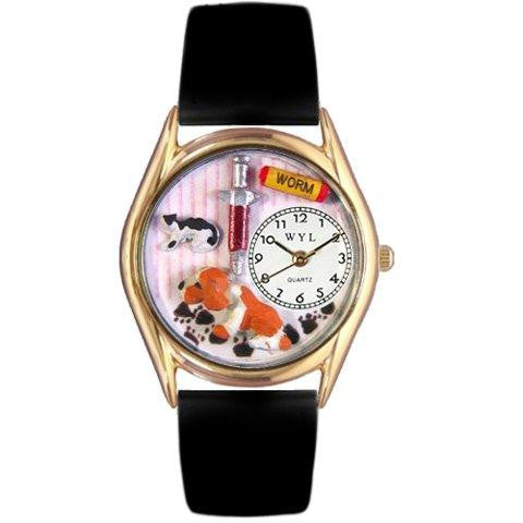 Whimsical Womens Veterinarian Black Leather Watch