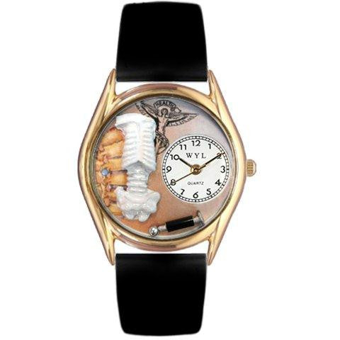 Whimsical Womens Chiropractor Black Leather Watch