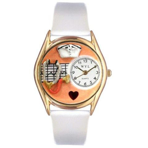 Whimsical Womens Nurse Orange White Leather Watch