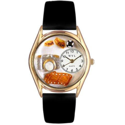 Whimsical Womens Photographer Black Leather Watch