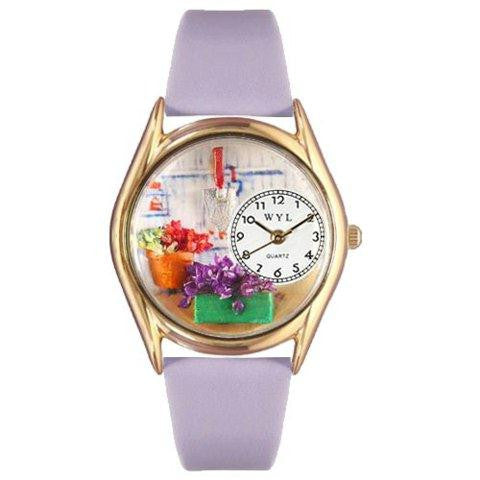 Whimsical Womens Gardening Lavender Leather Watch