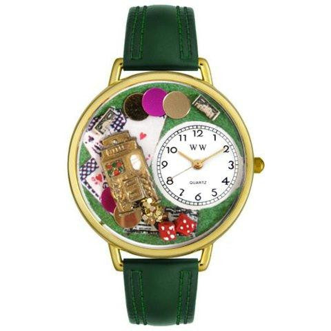 Whimsical Unisex Casino Hunter Green Leather Watch