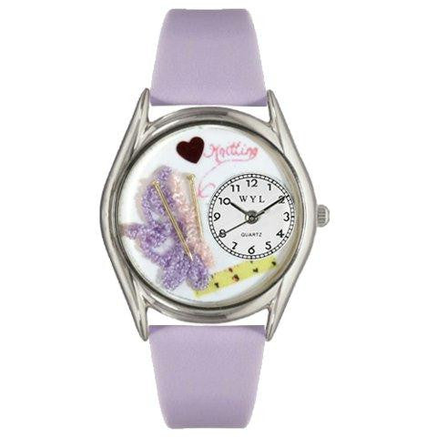 Whimsical Womens Knitting Lavender Leather Watch