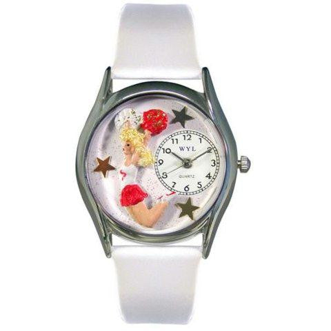 Whimsical Womens Cheerleader White Leather Watch