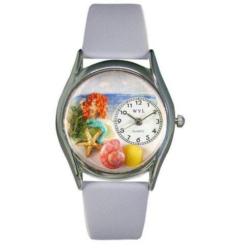 Whimsical Womens Mermaid Baby Blue Leather Watch