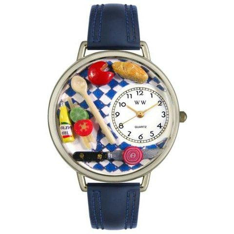 Whimsical Unisex Gourmet Navy Blue Leather Watch