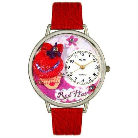 Whimsical Unisex Red Hat Madam Red Leather Watch