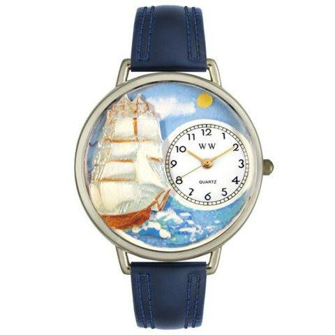 Whimsical Unisex Sailing Navy Blue Leather Watch