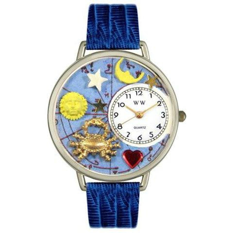 Whimsical Unisex Cancer Royal Blue Leather Watch