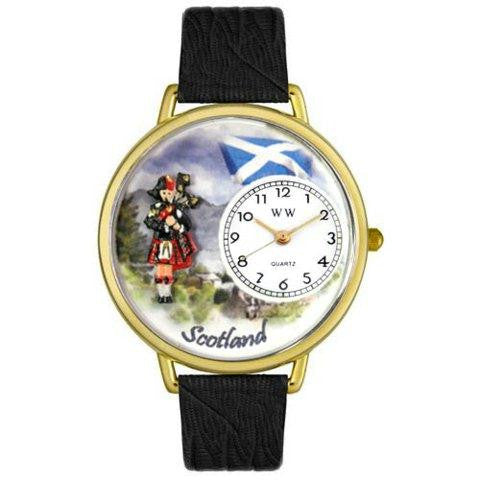 Whimsical Unisex Scotland Black Skin Leather Watch