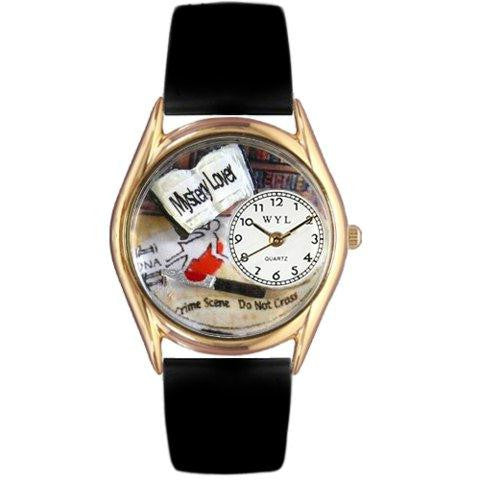 Whimsical Womens Mystery Lover Black Leather Watch