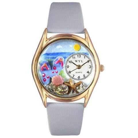 Whimsical Womens Flip-flops bay Blue Leather Watch