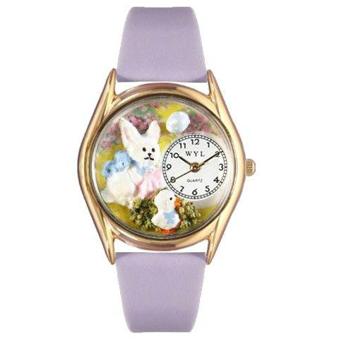 Whimsical Womens Easter Bunny Yellow Leather Watch