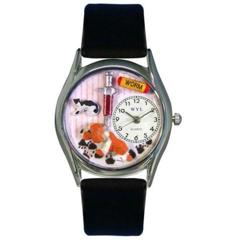 Whimsical Womens Veterinarian Black Leather Watch