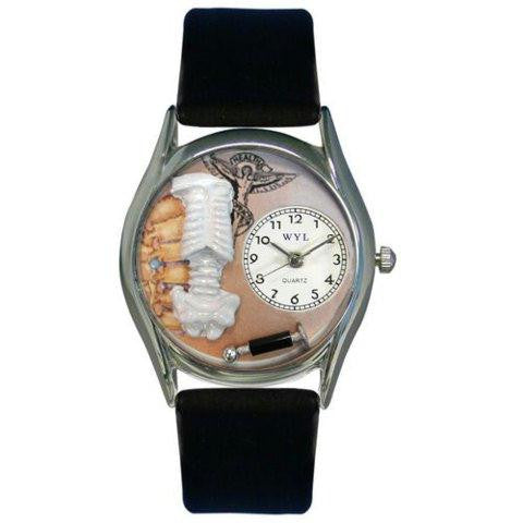 Whimsical Womens Chiropractor Black Leather Watch